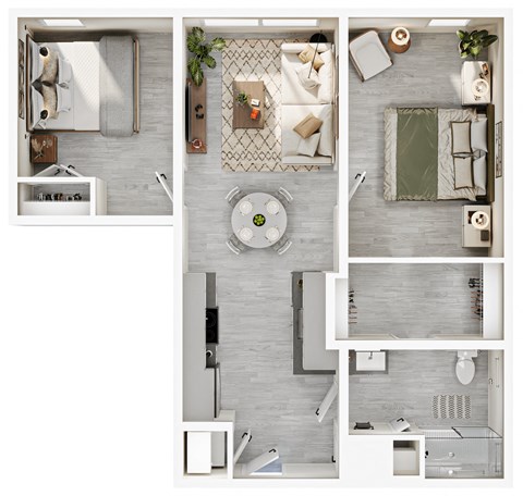 a floor plan of a house with a bedroom and a living room